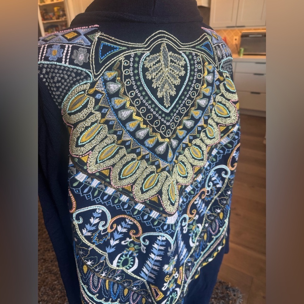 Soft Surroundings Embroidered Open Front Cardigan Duster size 2X - Picture 2 of 6